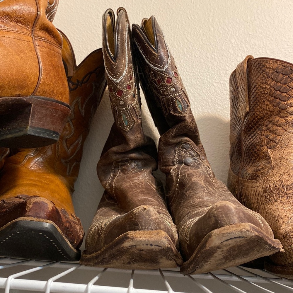 TONY LAMA Vaquero Leather Choc Rancho Boot Cowboy western Embroidered Sz 8.5
